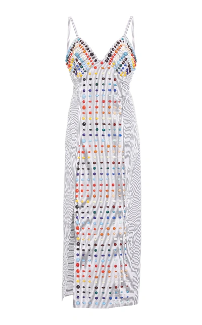 Shop Rosie Assoulin Printed Cotton Midi Dress In Stripe