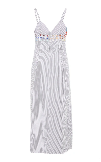 Shop Rosie Assoulin Printed Cotton Midi Dress In Stripe