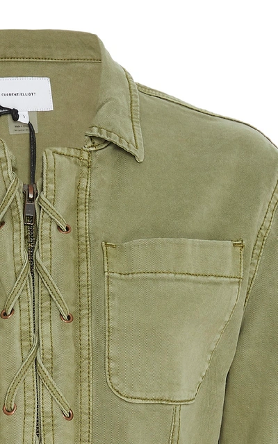Shop Current Elliott Laced Cotton-canvas Jacket In Green
