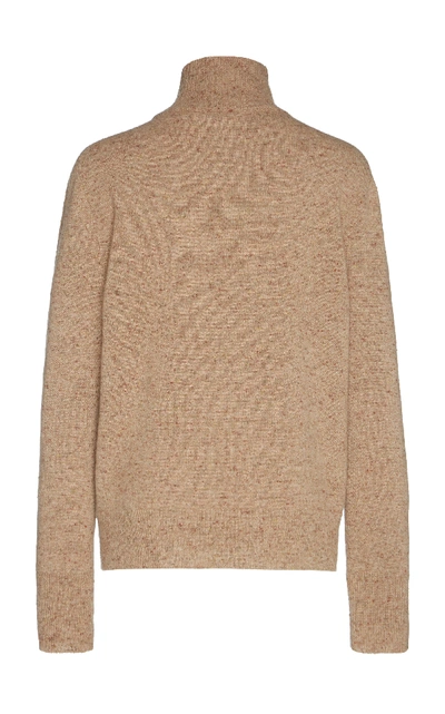 Shop Agnona Cashmere-blend Turtleneck Sweater In Brown