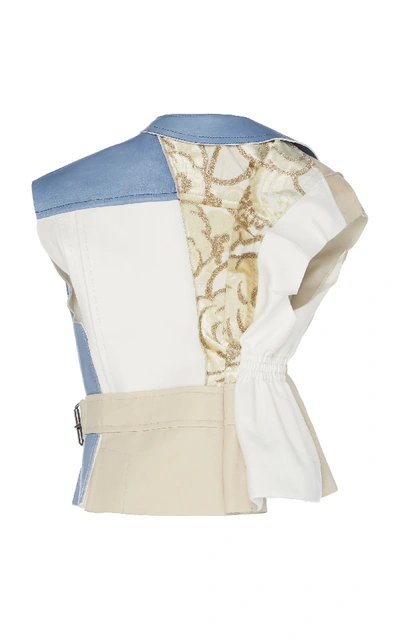 Shop Marni Two-tone Paneled Suede And Leather Vest In Blue