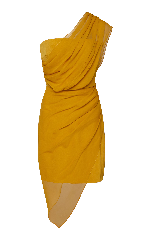 yellow draped dress