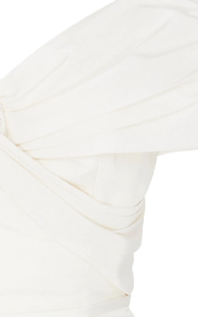 Shop Carolina Herrera Bridal Harlow Twisted Off-the-shoulder Silk A-line Go In Ivory