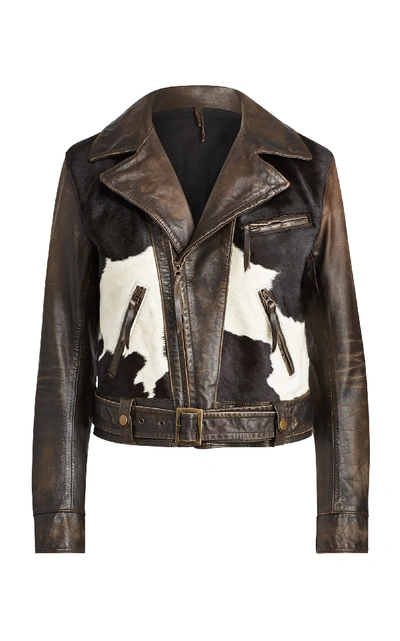 Shop Ralph Lauren Hadley Lined Leather Jacket In Brown