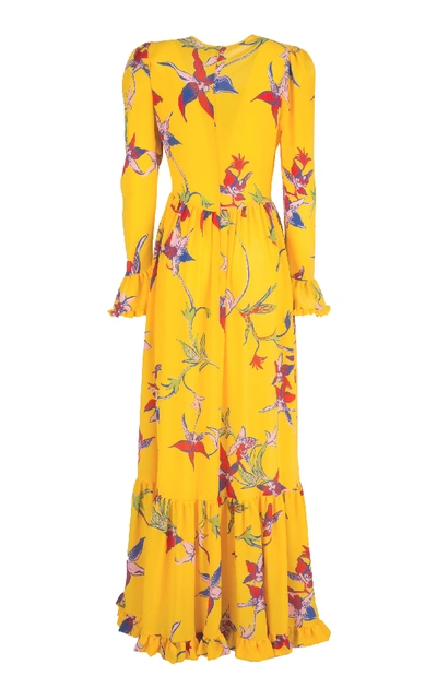 Shop La Doublej Summer Visconti Silk Maxi Dress In Yellow