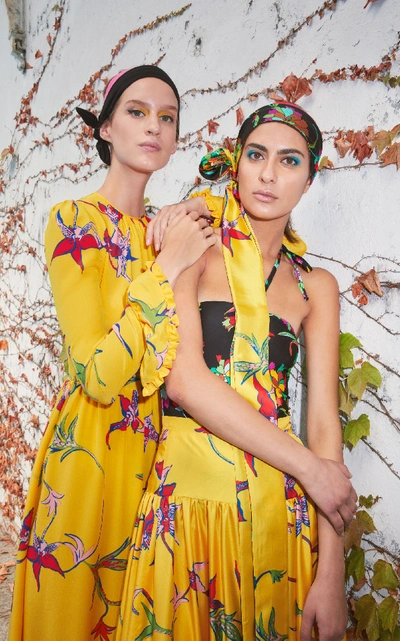 Shop La Doublej Summer Visconti Silk Maxi Dress In Yellow