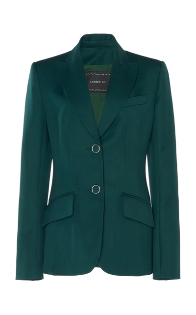Shop Andrew Gn Wool Structured Jacket In Green