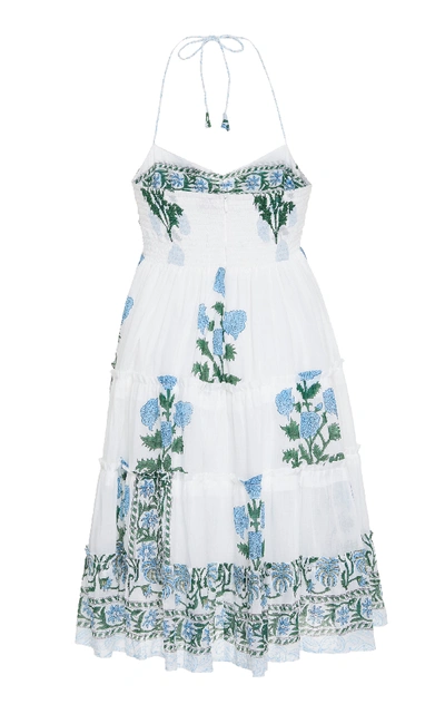 Shop Juliet Dunn Tie-front Printed Cotton-voile Halterneck Dress In Floral