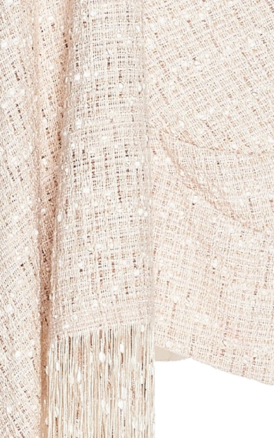 Shop Jacquemus Valoria Fringed Tweed Mini Dress In Neutral