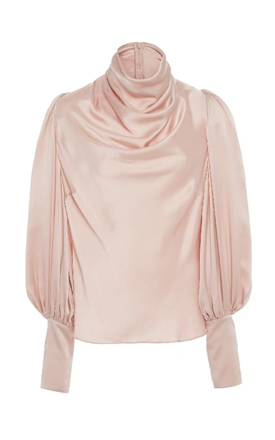 Shop Zimmermann Cowl Neck Silk Blouse In Pink