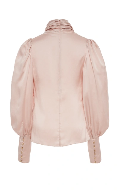 Shop Zimmermann Cowl Neck Silk Blouse In Pink