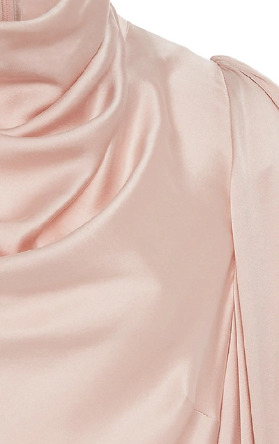 Shop Zimmermann Cowl Neck Silk Blouse In Pink