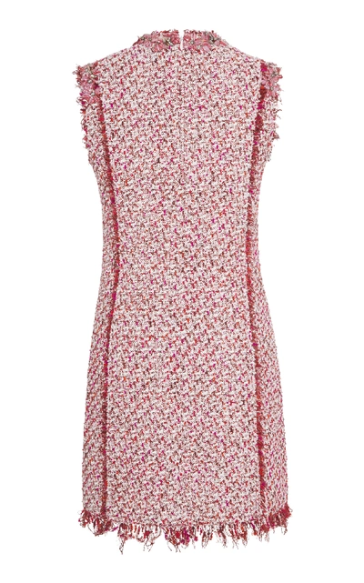 Shop Giambattista Valli Floral-embellished Tweed Mini Dress In Pink