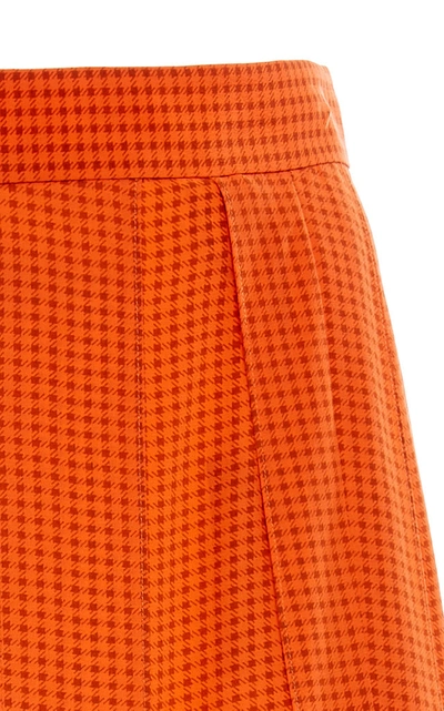 Shop Joseph Charlie Mini Houndstooth Silk Maxi Skirt In Orange