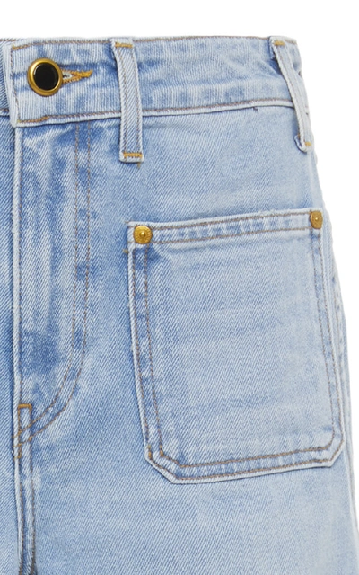 Shop Khaite Rachel Patch Pocket Mid-rise Cropped Jeans In Medium Wash
