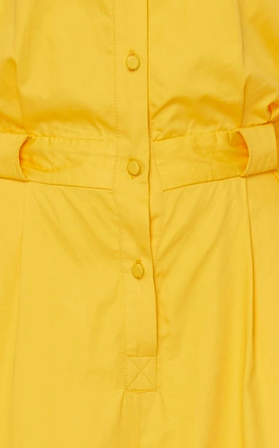 Shop Brandon Maxwell Wide Leg Cotton Jumpsuit In Yellow