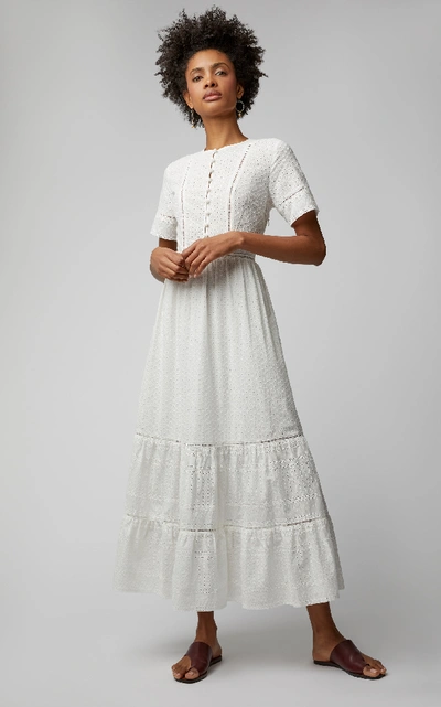 Shop Jonathan Simkhai Eyelet Cotton Maxi Dress In White