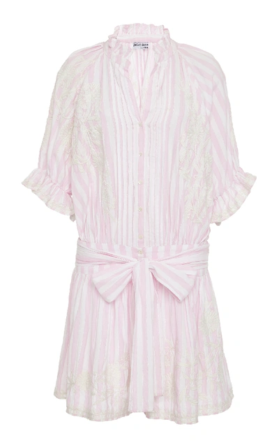 Shop Juliet Dunn Striped Cotton Blouson Dress In Pink