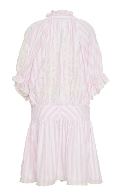 Shop Juliet Dunn Striped Cotton Blouson Dress In Pink