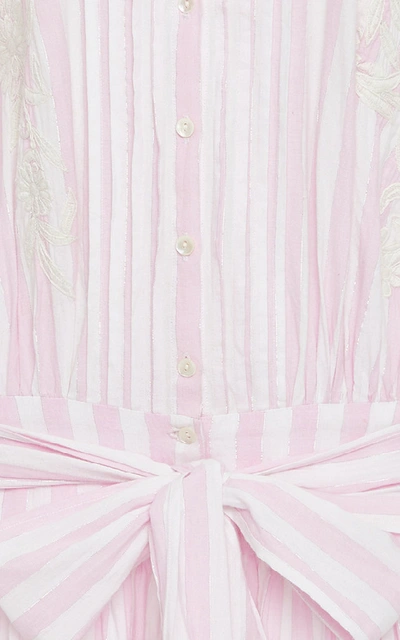 Shop Juliet Dunn Striped Cotton Blouson Dress In Pink