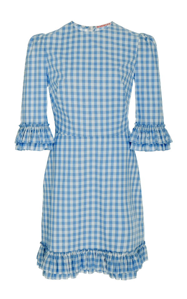 blue gingham mini dress