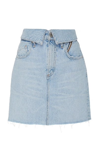 Shop Jean Atelier Flip High-rise Denim Mini Skirt In Light Wash