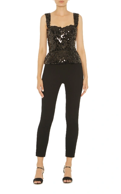 Shop Dolce & Gabbana Sequin Peplum Bustier Top In Black