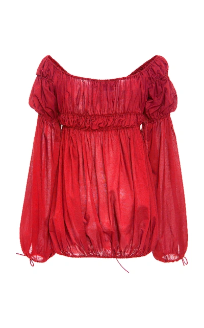 Shop Acheval Pampa Antonia Peasant Blouse In Red