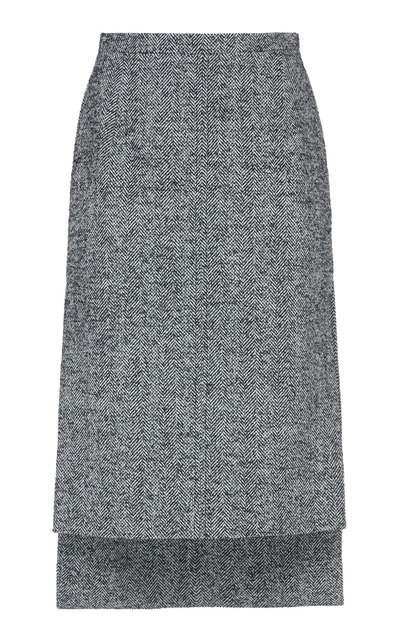 Shop N°21 Gilda High-low Wool-blend Skirt In Grey