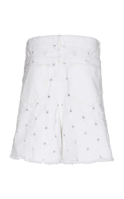 Shop Isabel Marant Étoile Liny Distressed Denim Bermuda Shorts In White