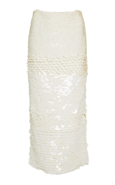 Shop Sally Lapointe Degrade Sequin Pencil Skirt In White