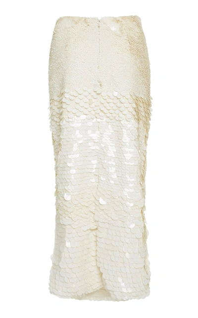 Shop Sally Lapointe Degrade Sequin Pencil Skirt In White