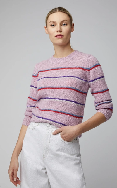 Shop Isabel Marant Étoile Gian Striped Alpaca-blend Sweater In Pink