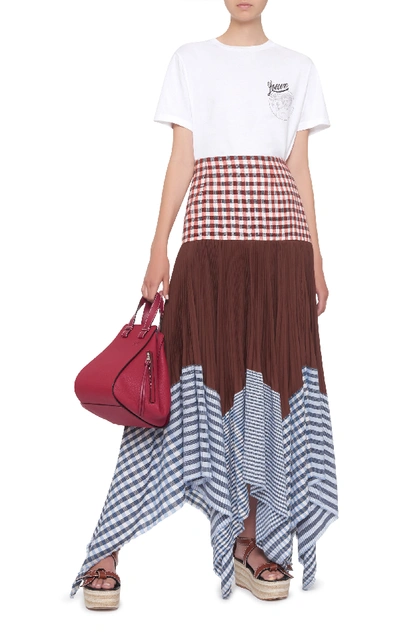 Shop Loewe Pleated Gingham Cotton And Voile Maxi Skirt In Print