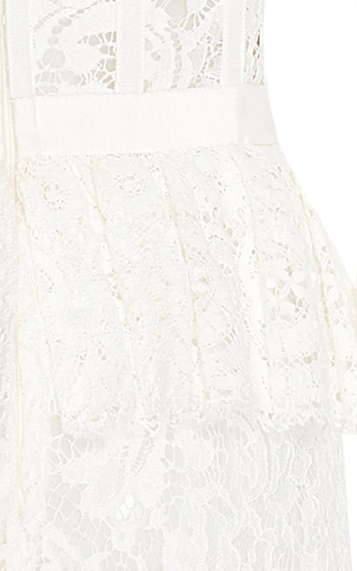Shop Zuhair Murad Off-the-shoulder Lace Jumpsuit In White