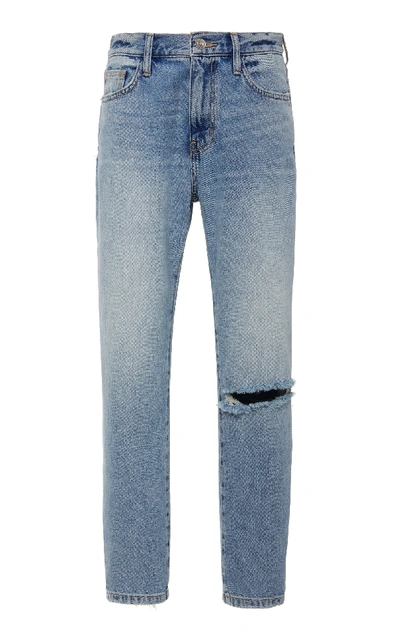 Shop Current Elliott Cropped High-rise Slim-leg Jeans In Blue