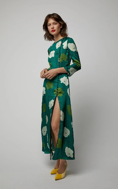 Carolina Herrera Floral-printed Midi Dress In Green