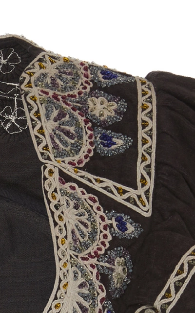 Shop Isabel Marant Abis Embellished Cropped Cotton Jacket In Black