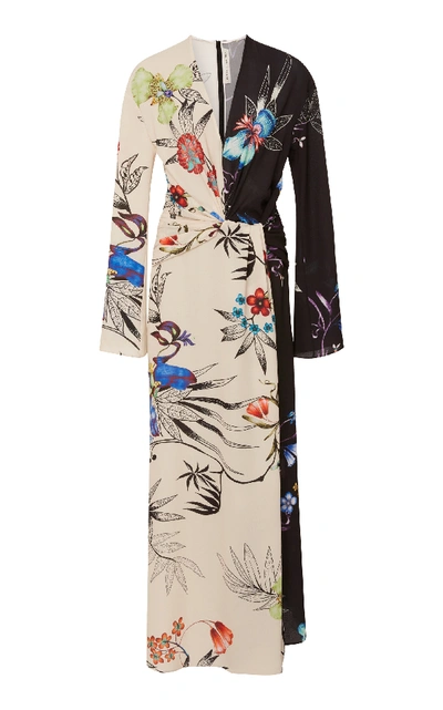 Shop Etro Peggy Two-tone Floral Crepe Maxi Dress In Black/white