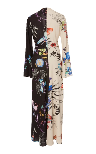 Shop Etro Peggy Two-tone Floral Crepe Maxi Dress In Black/white