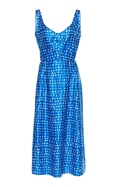 Shop Marni Printed Woven Dress In Blue