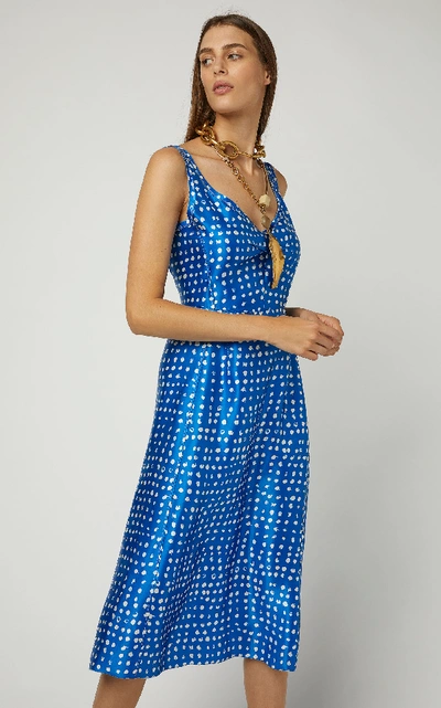 Shop Marni Printed Woven Dress In Blue