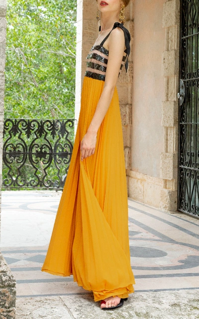 Shop Silvia Tcherassi M'o Exclusive Sequin Striped Calabaza Dress In Yellow