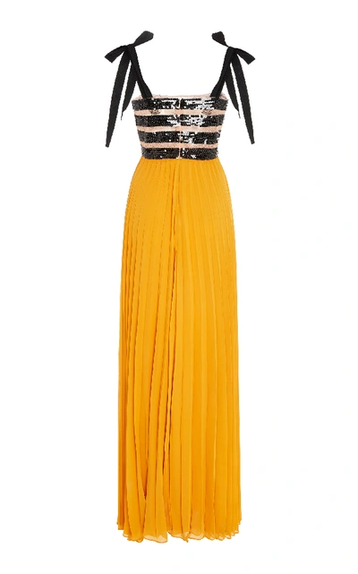 Shop Silvia Tcherassi M'o Exclusive Sequin Striped Calabaza Dress In Yellow