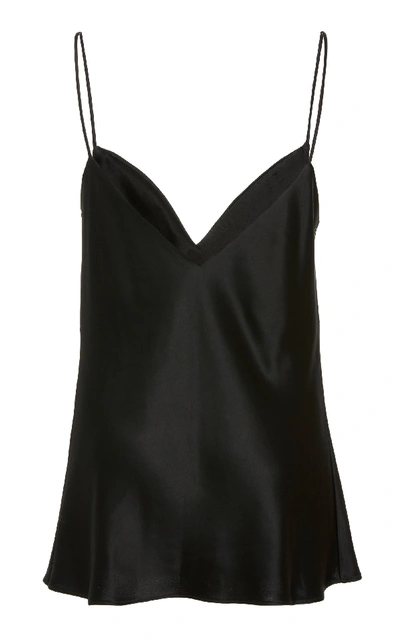 Shop Galvan Satin V Neck Camisole In Black