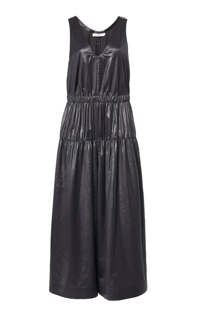 Shop Tibi Liquid Drape Culotte Jumpsuit In Black