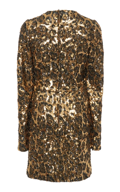 Shop Dolce & Gabbana Leopard Print Sequin Mini Dress In Animal