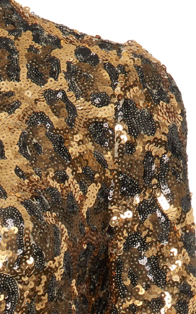 Shop Dolce & Gabbana Leopard Print Sequin Mini Dress In Animal