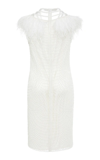 Shop Joanna Mastroianni Illusion Neck Mini Dress In White