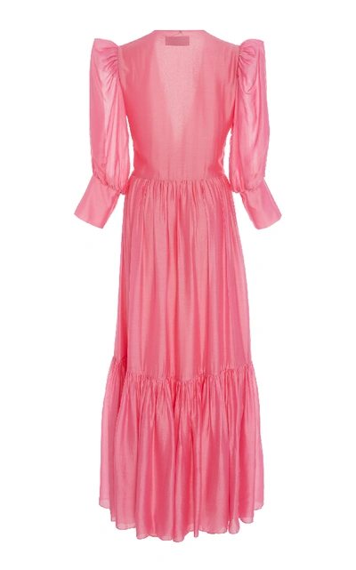 Shop Adriana Degreas Puff-sleeve Maxi Dress In Pink